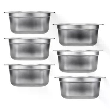 Imagem de Kit Seis Cubas Gastronomica Padrão Gn 1/2 150mm Inox sem Alça Weck
