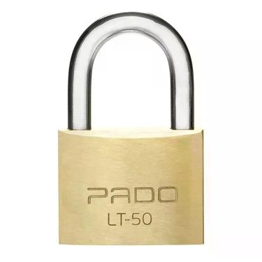 Imagem de Cadeado Sm Lt 50MM Segurança com Haste em Aco Cementado Latão Macico Dourado com 2 Chaves Pado