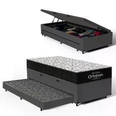 Cama Box Baú com Colchão de Espuma D45 Ortobom Airtech 150 com Auxilia