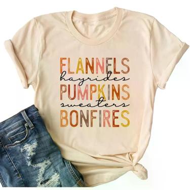 Imagem de Camisa Ykomow Fall Pumpkin para mulheres, casual, creme de outono, tam