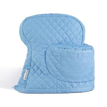 Imagem de KITCHENAID Capa de batedeira inclinada com bolso de armazenamento, acolchoada 100% algodão, 36,5 x 45,7 x 25,4 cm, veludo azul