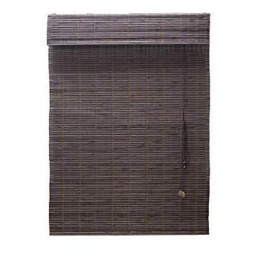 Imagem de Persiana Bambu Romana Marrom 80 (L) X 160 (A) cm Cortina Madeira Roman Shade C/Bandô 0,80 x 1,60