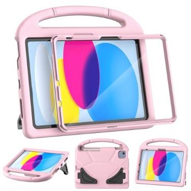 Imagem de TOEVEK Capa infantil para iPad (A16) 11ª geração 2025/iPad 10ª geração 10,9 polegadas 2022, com protetor de tela, alça à prova de choque, capa protetora para iPad 11/10 Gen, rosa claro