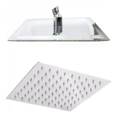 Imagem de Chuveiro Ducha Slim Quadrado Metal Fria Art. Sem Braço 30x30 - Modelar
