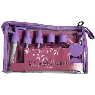 Imagem de Kit De Frascos Para Viagem 10 Peças Necessaire Organizador - FWB, Lilá