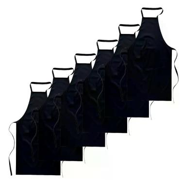 Imagem de Kit com 6  Avental Frontal Liso Oxford Preto - Loja Loja