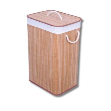 Imagem de Cesto De Bambu Retangular Natural Com Alça 40x30x60cm - Jolitex