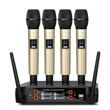 Imagem de Microfone sem fio Depusheng DX4 com 4 microfones dinâmicos UHF