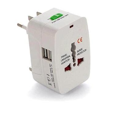 Imagem de Adaptador Tomada Universal Com USB Padrão Internacional, Mais de 150 Países, Para Viagem, Bivolt, EUA, UK, JP, AU, EU - TKLA