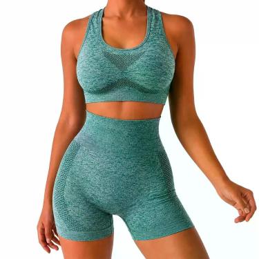 Imagem de Conjunto Fitness Feminino Tamanho Único Top e Short Cintura Alta Veste