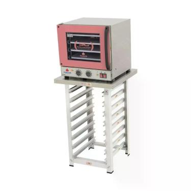 Imagem de Kit Forno Turbo Elétrico Fast Oven PRP-004 com Bancada Progás em Aço Inox Rosa 110V