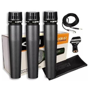 Imagem de Microfone Instrumento Ksr Km57 Cabo Cachimbo Bag Sm57 KIT C/3
