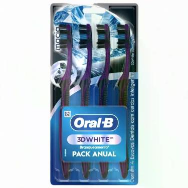 Imagem de Kit Escova Dental Oral-B 3D White com Carvão Macia 4 Unidades - Oral B