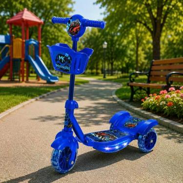 Imagem de Patinete Infantil Motorkid 3 Rodas com Luz LED Azul 35kg