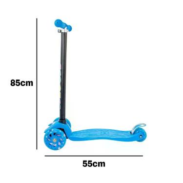 Imagem de Patinete Regulável Infantil 4 Rodinhas Com Led Para Crianças Até 60kg Azul