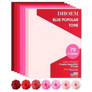Imagem de 70 folhas de 21 x 27 cm, cartolina vermelha e papel de construção vermelho, 42 kg/250 g/m², peso pesado para impressoras, 7 tons de rosa e vermelho gradiente, dupla face para artesanato, álbuns de