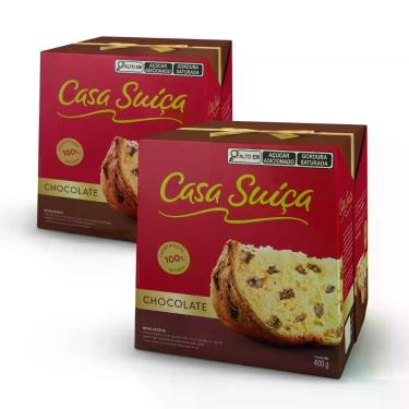 Imagem de 2 Panetones Casa Suíça Chocolate, Chocotone 400g - Casa Suiça