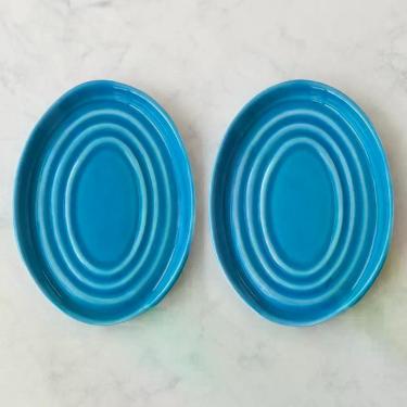 Imagem de KIT com 2 Descansos para Utensílios Oval Cerâmica Azul Celeste - WM