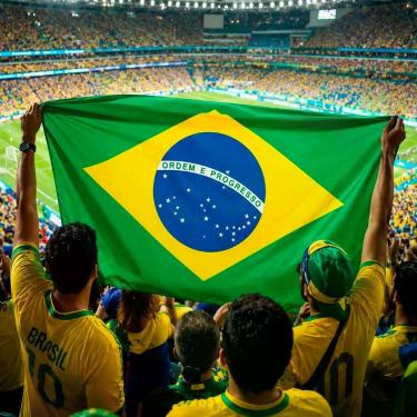 Imagem de Bandeira Brasil Grande Copa do Mundo Torcedor com Estampa Oficial nas Cores Verde e Amarelo 90CMx140CM