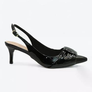 Imagem de Scarpin Mariotta Slingback Kitten Heels Feminino 1355324-01, Preto, 37