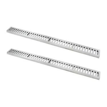 Imagem de Kit Ralo Grelha Linear com Caixilho Alumínio Escovado Captação Águas Pluviais Carga 500KG 10x100CM GDA Industria