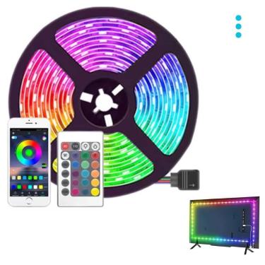 Imagem de Fita Led RGB Dupla Face USB 5M Decoração Quarto Luz Brilho Colorida - 