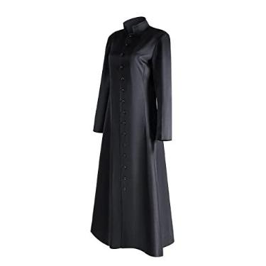 Imagem de MYAYD Roupão feminino de igreja, coro, ministro clérigo, púlpito, litúrgico, preto e branco, Preto, 4G