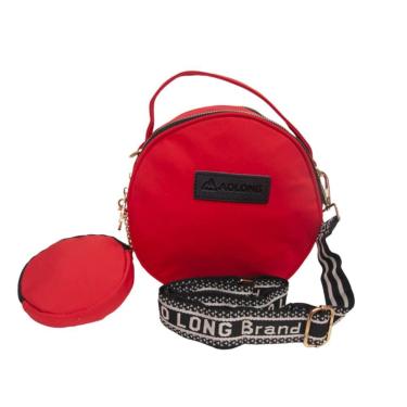 Imagem de Bolsa feminina transversal  redonda mais porta moeda - Ao Long, Vermel