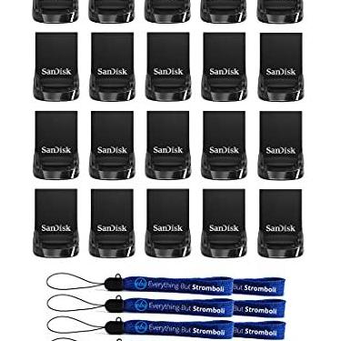 Imagem de Pen Drive SanDisk 16GB Ultra Fit USB 3.1 (pacote com 20) Pen Drive de memória de alta velocidade (SDCZ430-016G-G46) Pacote com (10) cordões Everything But Stromboli