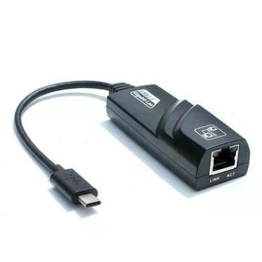 Imagem de Adaptador de Rede Conversor USB 3.1 Type-C Para Rj45 10/100/1000 Gigabit Ethernet