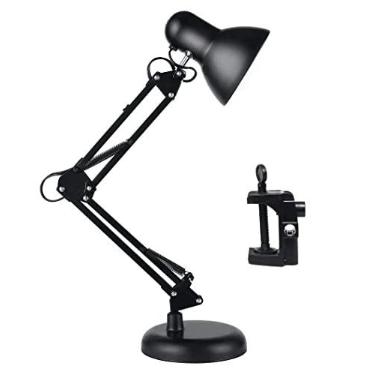 Imagem de Luminária Mesa 2x1 Metal Abajur Lâmpada Articulável Base Garra Flex MT-811c Cor: Preto