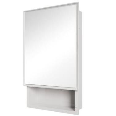 Imagem de FOMAYKO Armário com espelho 40,6 x 66,6 cm, simples e bonito, grande espaço de armazenamento, branco fosco para banheiro