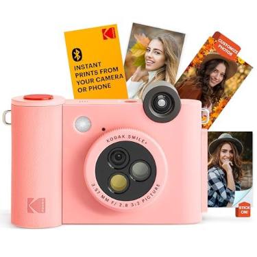Imagem de KODAK Smile+ Câmera de impressão instantânea digital 2 em 1 e impressora fotográfica Bluetooth sem fio - 10 MP, lente rotativa de efeito especial, fotos adesivas Zink 5 x 7.6 cm, impressão via