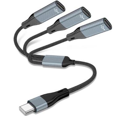 Imagem de Azddur Adaptador USB C para 3 USB C fêmea, divisor USB, cabo Y, cinza