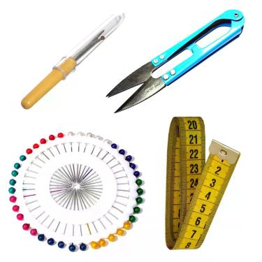Imagem de Kit Costura Costureira Artesã Com Alfinetes Fita Métrica Abridor De Ca