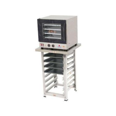 Imagem de Kit - Forno Turbo Prp-004 127v Preto + Bancada Mes-004 + 4 Assadeiras