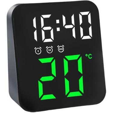 Imagem de Relógio Digital - Ideal para Mesa e Parede - Display de Led com Luz Noturna, Exibe Temperatura, Função de Despertador, Carregável via USB ou Pilha