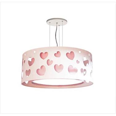 Imagem de LUSTRE INFANTIL PENDENTE CORAÇÕES DUPLO - ROSA 50X16