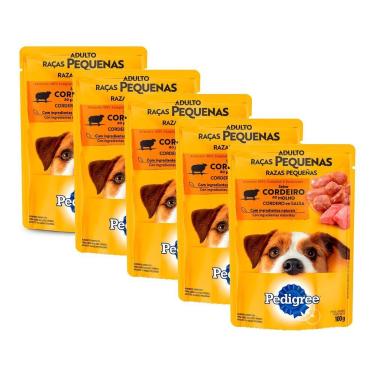 Imagem de Kit 5 Ração Úmida para Cachorro Pedigree Adulto Sabor Cordeiro ao Molh
