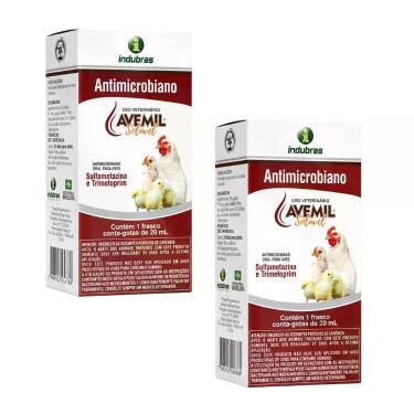 Imagem de 2 Avemil Solúvel 20ml Indubras Antibacteriano Para Aves
