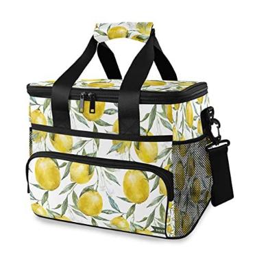 Imagem de Bolsa térmica vintage amarela de limão, com isolamento térmico, 24 latas, bolsa de piquenique, portátil, grande, à prova de vazamento, lancheira para praia, supermercado, acampamento, viagem, carro,