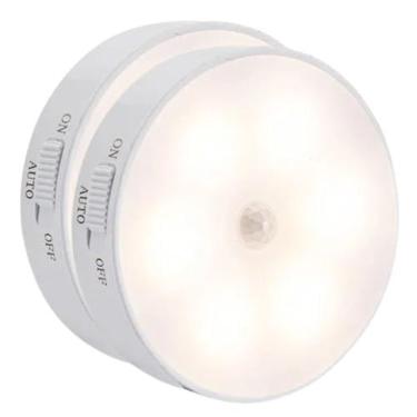 Imagem de Kit 2 Luminária Led com Sensor de Presença Movimento Inteligente Recarregável USB sem Fio - Lâmpada Luzinha Ideal para Closet Armário Corredor Escada Quarto de Bebê Criança