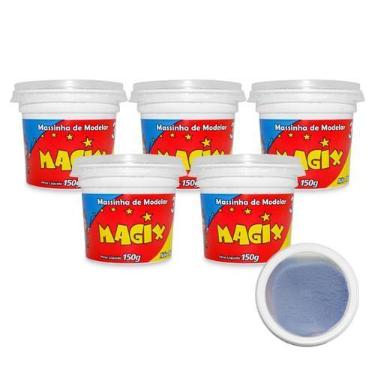 Imagem de Kit 5 Potes Massa Massinha de Modelar Infantil 150g Escolar - MAGIX KI
