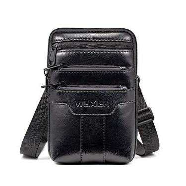 Imagem de Bolsa de Mensageiro Masculina Luxo Vintage em Couro PU Pequena Transversal no Ombro Designer para Negócios Viagem Telefone Carteira Pochete
