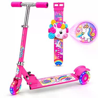 Imagem de 2 em 1 Patinete Unicórnio Meninas Pony Com Relógio Projeção 24 Desenho