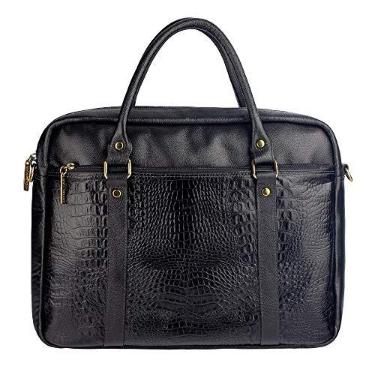 Imagem de Pasta executiva grande de couro croco Scarlet - Preto