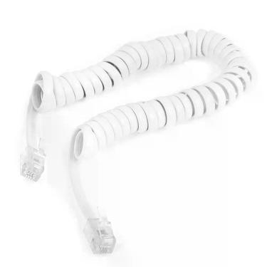Imagem de Cabo Telefone Pino Americano 1,8 Metros Espiral Branco