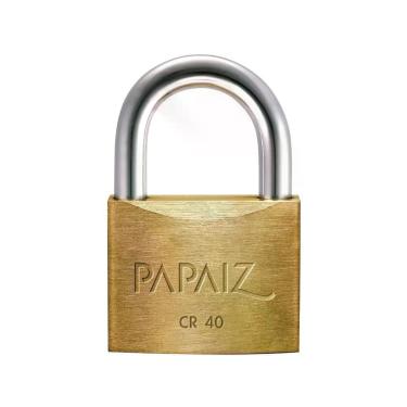 Imagem de Cadeado Chave Papaiz Clássica Standard CR40 - 40mm Amarelo e Cromado, 