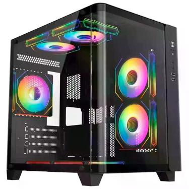 Imagem de Gabinete Gamer Crypton Eclipse Cpt-Eclipse-2024 Micro-Atx Mini-Itx Vidro Temperado com 3 Fans Argb Preto