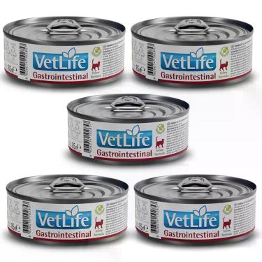 Imagem de Kit c/ 5 Vet Life Gastrointestinal Ração Úmida p/ Gatos 85g